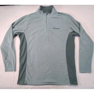 Columbia Men's Medium Polyester Pullover Microfleece 1/2 zip Aqua Green Sweater